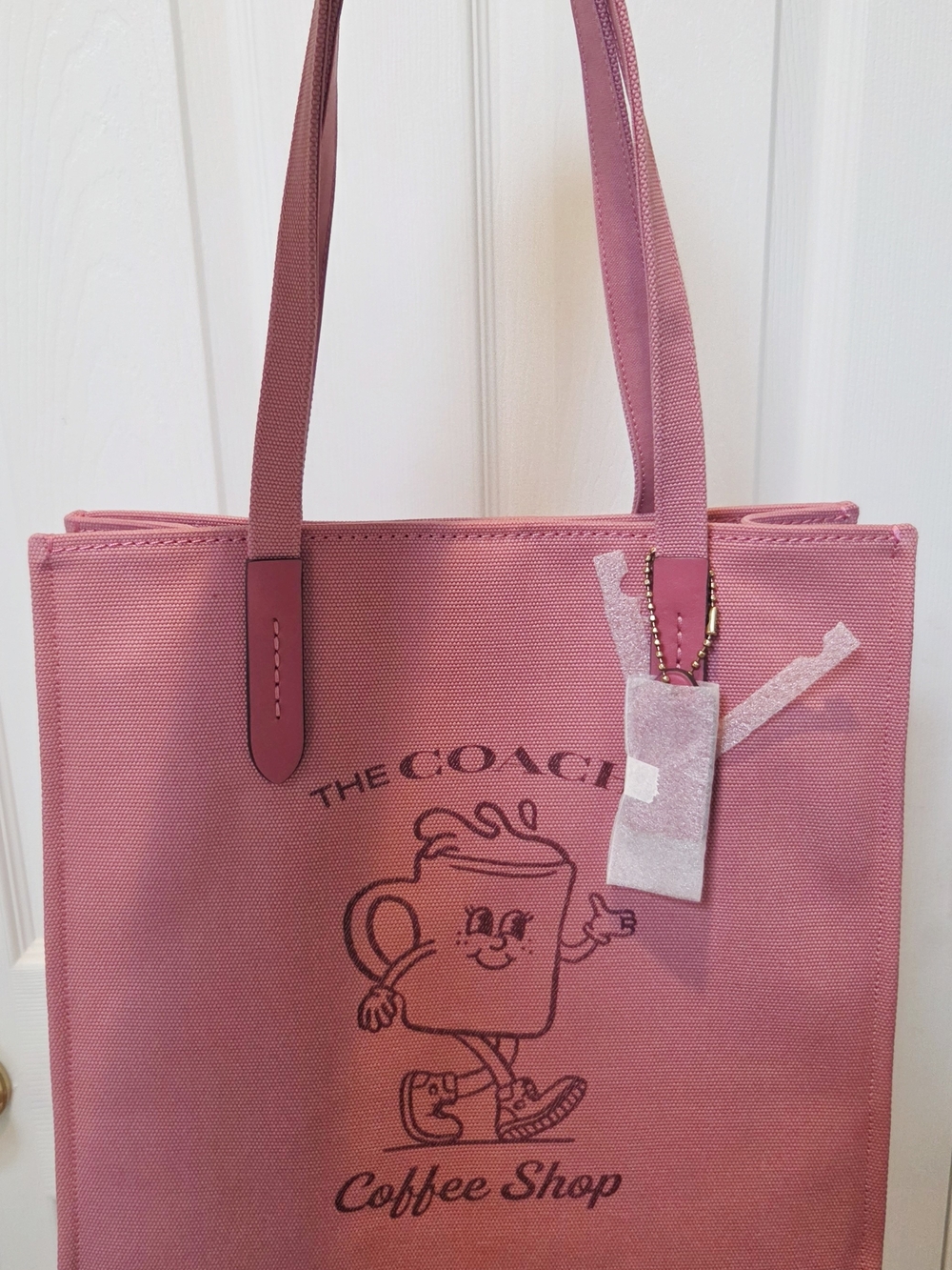 Coach Coffee Shop Lil Miss Jo Canvas Tote Bag (pink)